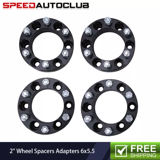 4x Wheel Spacers Hub Centric 6x5.5 2" Thick 6 Lug 6x139.7 For Chevrolet GMC 1500