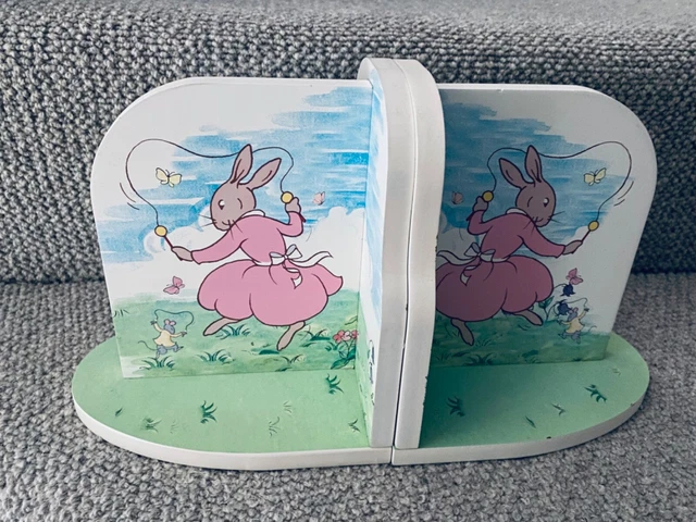 KINDER NIEDLICHE HASEN Royal Doulton Sammlerstück Holz BUCH ENDEN