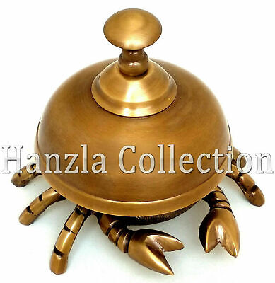 Old Antique SOLID BRASS Crab Front Desk Retail Counter Bell Office Call Ringer