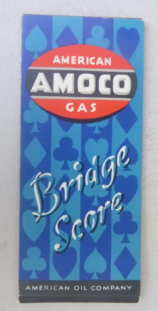 1930's Bridge Score folder n/ map Amoco oil   gas Scoring Rules