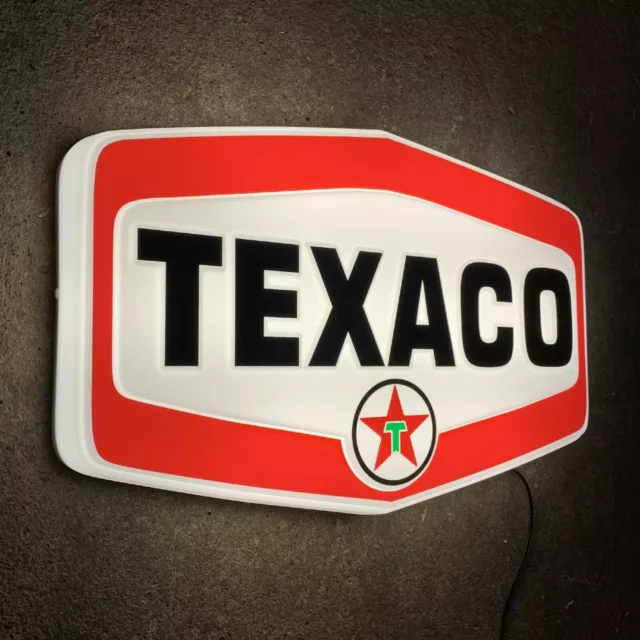 Texaco Led Illuminated Light Box Wall Sign Garage Oil Gas Station Automobilia
