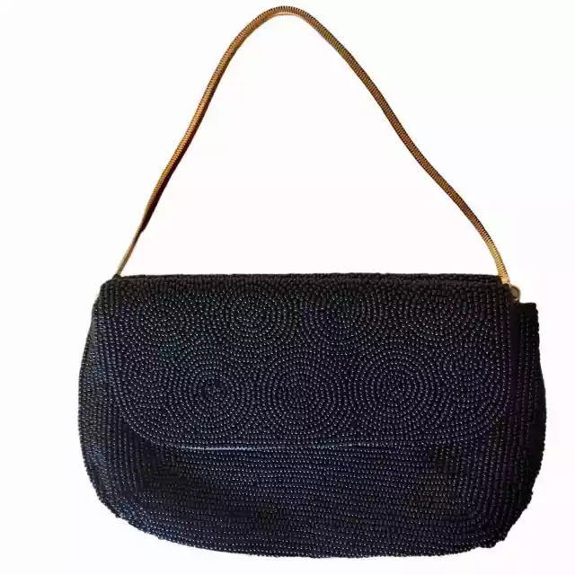 1940s Harry Rosenfeld Vintage Beaded Triple Entry Evening Bag Purse