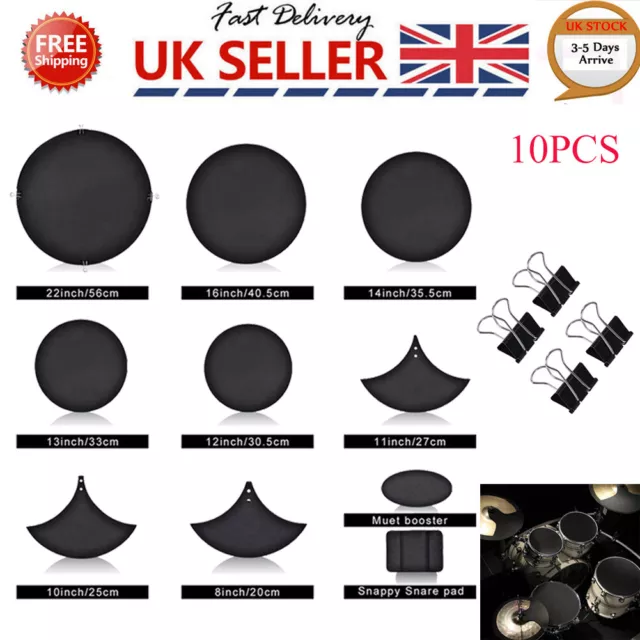 10Pcs Drum Mute Pads Silencer Drumming Practice Rubber Foam Pad Cymbal Mute Pads