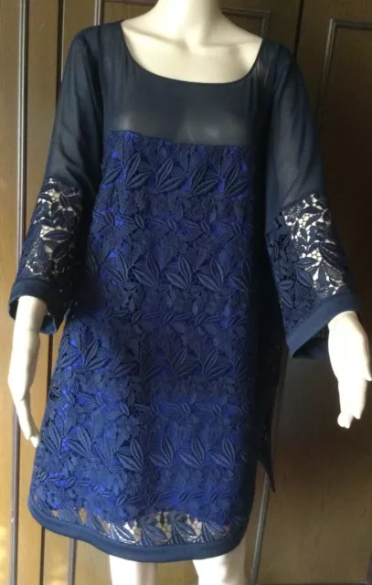 Beautiful Tunic Of Lace Marina Rinaldi Woman, Dark Blue, Size It 48 De 42 US 12