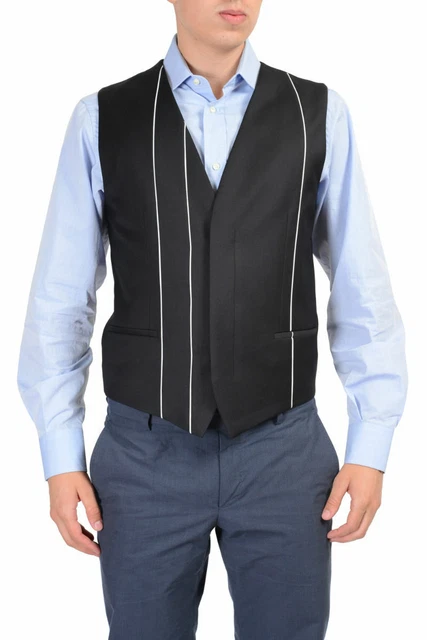 Gilet Homme Dolce & Gabbana En Laine Et Polyester Noir - Taille US 38 / IT 48, Boutonné, Doublure Duvet