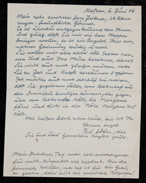 PAUL HÖFER ,Dresdener Maler ,signierte Original Handschrift 1946 2
