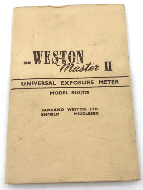 Manual libro de instrucciones medidor de exposición universal Weston Master II S141/735 Reino Unido