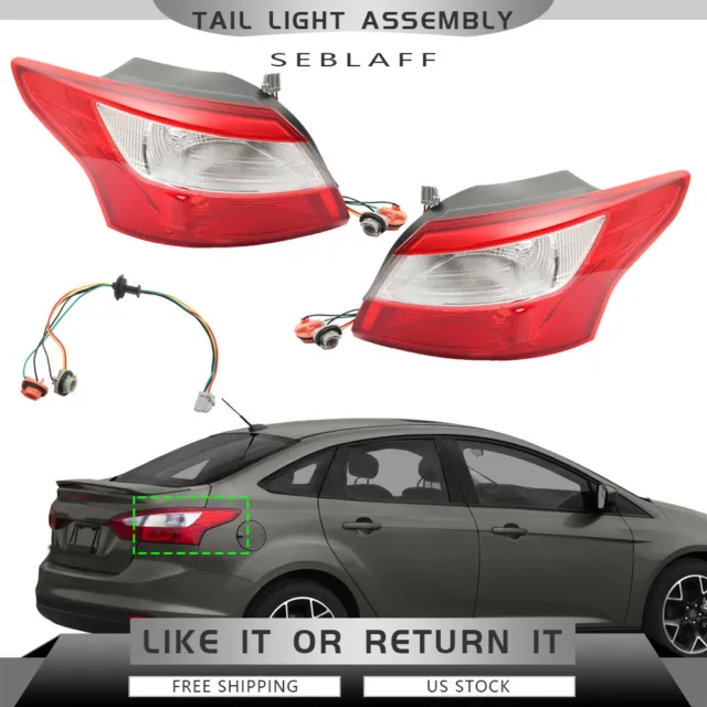 Tail Light Fit For 2012-2014 Ford Focus Sedan Halogen Rear Outer Left+Right Side