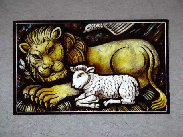 Stained glass Hand painted Kiln fired 210 x 125mm Antique style