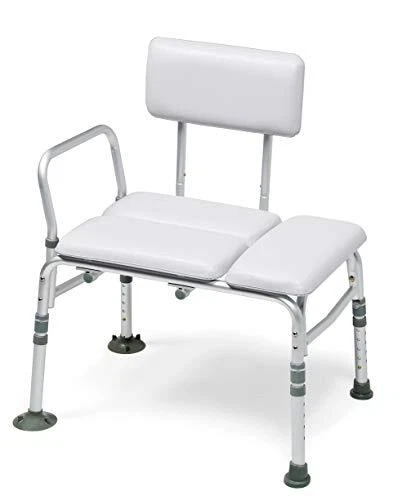 Banco de transferencia de bañera Lumex 2 en 1 y silla de ducha asiento acolchado y respaldo ajustado...
