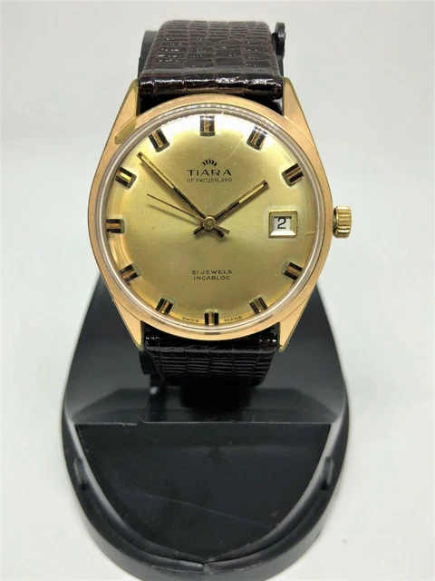 Montre Homme Vintage Suisse – Cadran Noir, Boîtier Or Acier, Mouvement Quartz