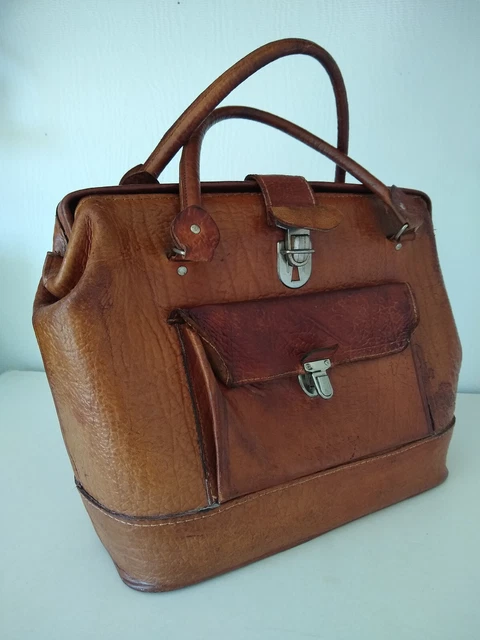 Hebammentasche Arzttasche alt Leder Tasche Doktortasche vintage Patina