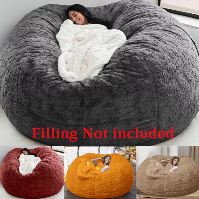 Microsuede 6FT Foam Giant Bean Bag Memory Living Room Chair Lazy Sofa Soft  Cover