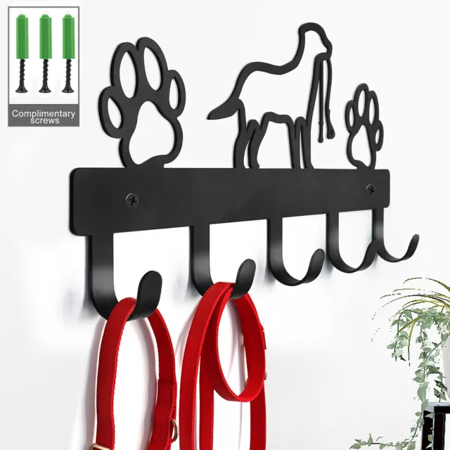 Wall-Mounted Hanger For Dogs Cats Black Metal Dog Clothes Leash Hangers Holder