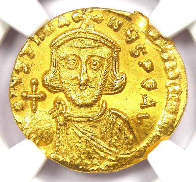 Justinian II Gold AV Solidus Byzantine Coin 685-695 AD - Certified NGC Choice AU