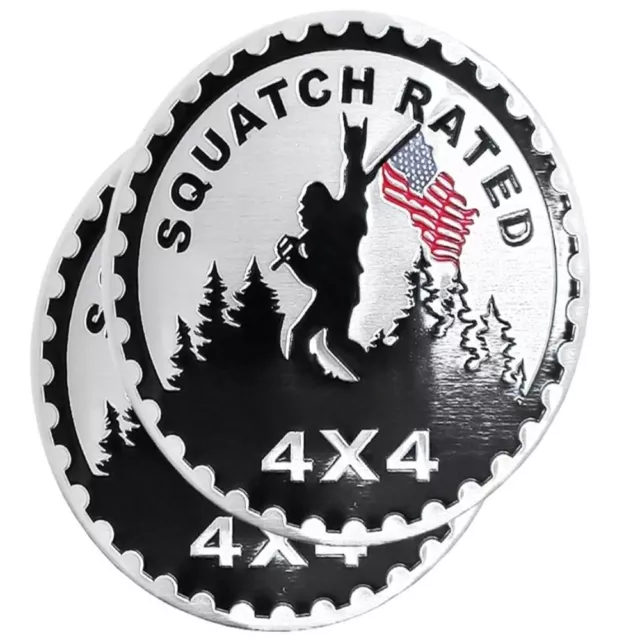 2pcs Aluminum Squatch Badge Rated Car Emblem