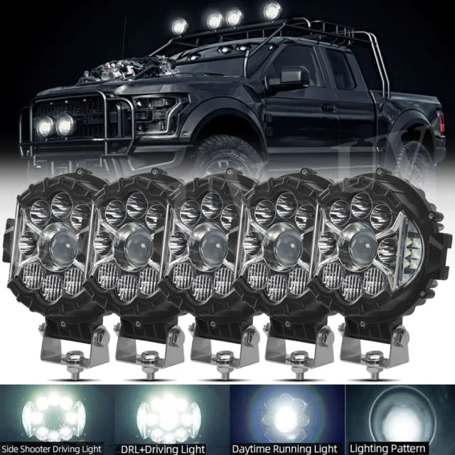 5'' Round LED Pods Work Lights Bar Driving Fog Headlight Truck Off Road 4WD ATV