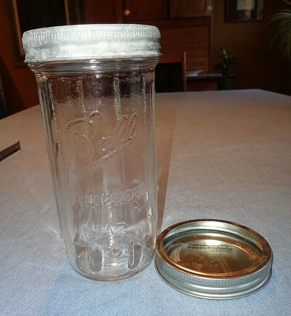 Vintage Antique Ball Freezer Jar zinc screw top 7"