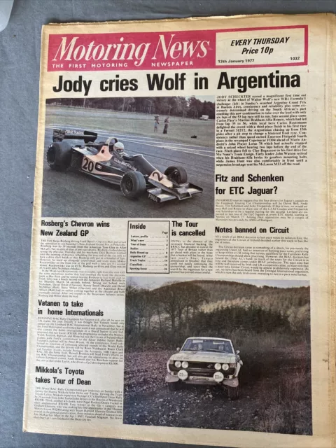 Motoring News 13 January 1977 Scheckter Wolf Wins Argentine F1 GP Mikkola Dean