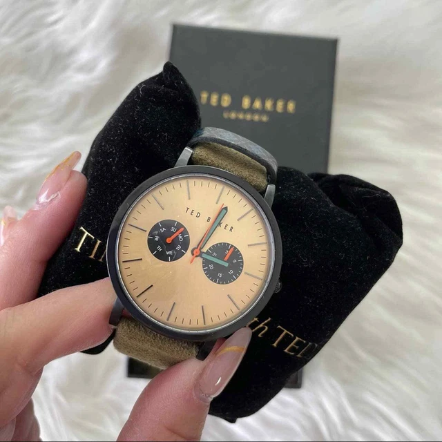 Ted Baker | Men's Brit Green Suede Strap Watch Copper Face Classic Professional