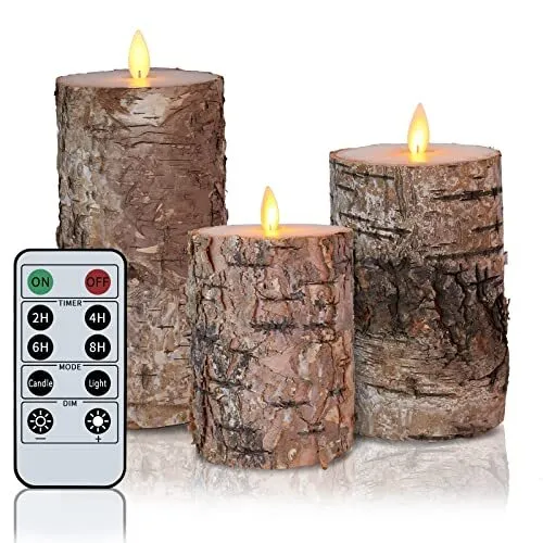 Incredle Birch Flameless Candles Moving Flame Battery Operated Candles Set of...