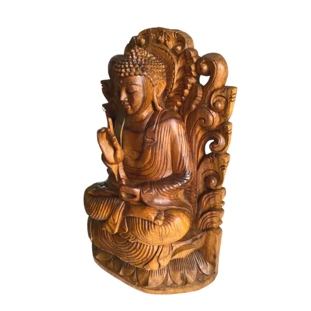 Teaching Buddha  Sculpture Vitarka Mudra handmade Wood Carving Statue Bali Art 3