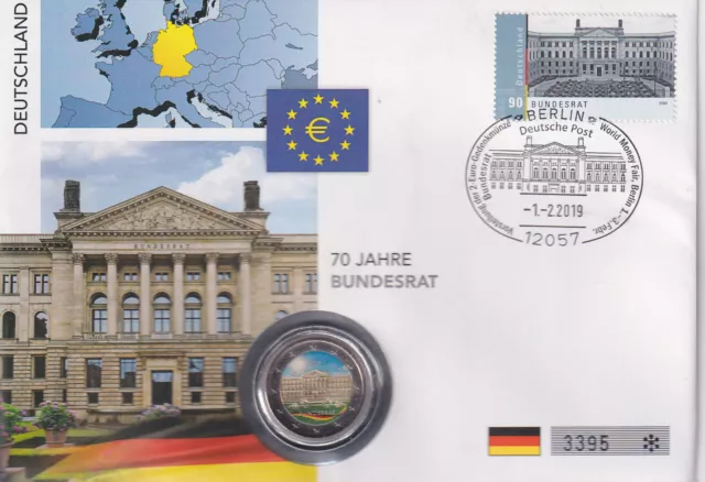 Deutschland 2019 Numisbrief 2 Euro Farb Edition 70 Jahre Bundesrat