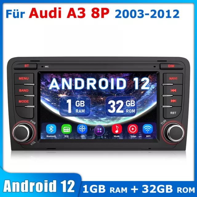 1+32G Android 12 Autoradio 7" Für Audi A3 S3 8P 2003-2012 GPS Navi BT WIFI DAB+