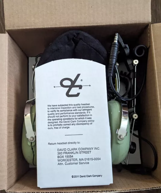 David Clark Mod. H10-76 Military Aviation Headset w/Mic., Paperwork & Box Used