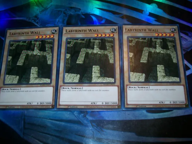 3x Labyrinth Wall 1st Edition Rare MAZE-EN031 Yu-Gi-Oh!
