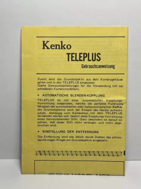 Brochure/Booklet/Notice/Manual en Allemand KENKO Teleplus MC7 Gebrauchsanweisung