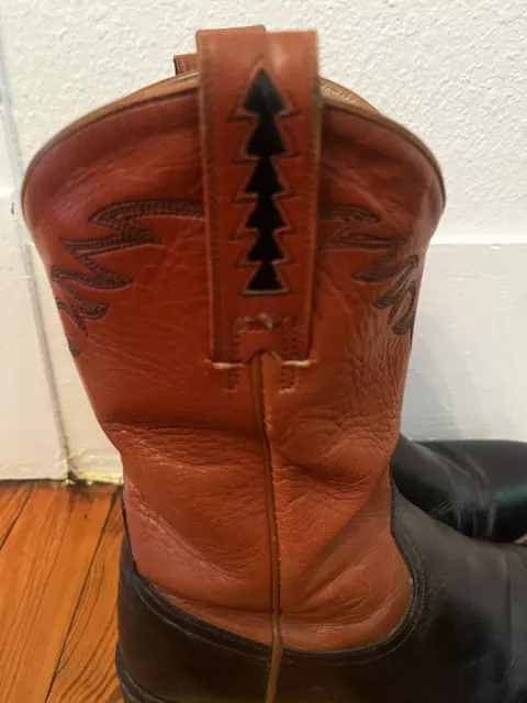 MEN'S 9.5 D Ariat Black Leather Cowboy Boots $50.00 - PicClick
