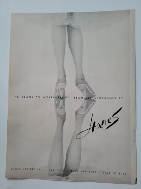 1956 Hanes seamless stockings hosiery legs vintage fashion ad