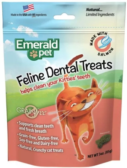 Golos dentales felinos esmeralda para mascotas sabor a salmón