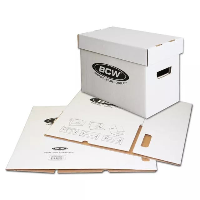 2 BCW Short Comic Book Storage Boxes Holds 150 175 Stackable Archival Cardboard