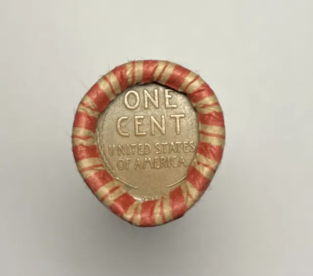 Lincoln Wheat Penny Roll Capped with 1909 VDB and 1909 Wheat Cent 1909-1958 Roll