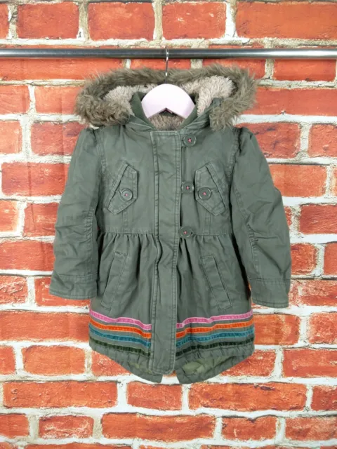 Baby Girl Coat Age 18-24 Month Adam Khaki Cotton Padded Winter Parka Jacket 92Cm