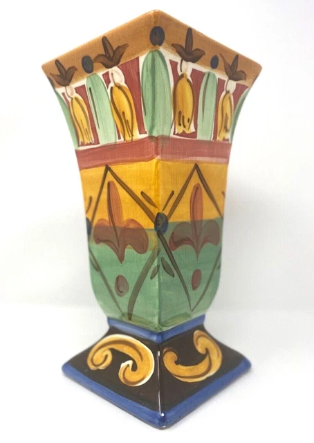 Vicki Carroll Vase Hand Painted 10 1/2” x 5 1/4”