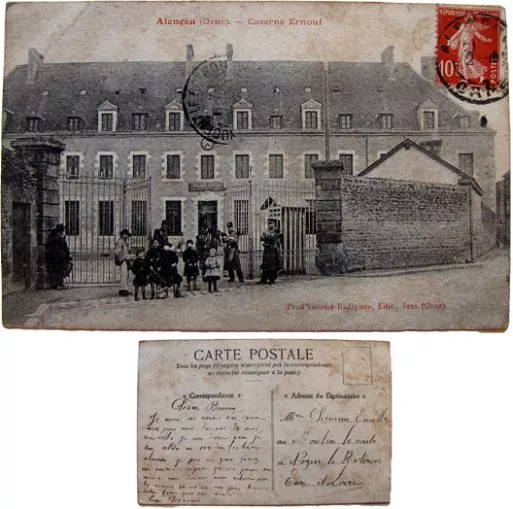 Alençon barracks Ernouf 191? cpa 61 Orne