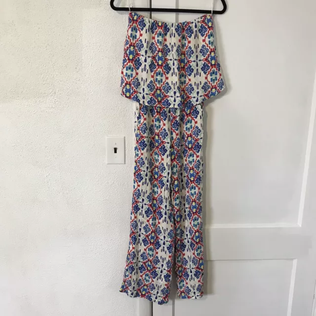 Ella Moss Size XS Colorful Boho Print Strapless Jumpsuit A1017