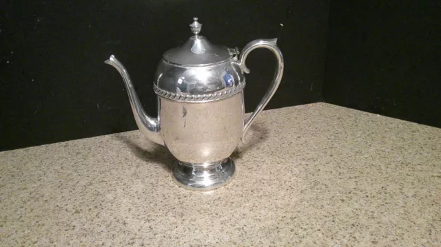 Vintage Silver On Copper Serving Teapot  Tea Coffee Pot Decor 8 1/2"