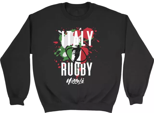 Personalised Italy Rugby Sweatshirt Kids Supporter 6 Nations Union Gift Jumper