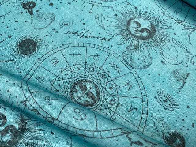 Zodiaque Tissu Imprimé Stars Galaxy Lune Céleste Décor Maison 140cm Large