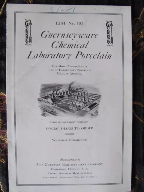 Guernseyware Earthenware Chemical Laboratory Porcelain Catalog CAMBRIDGE OHIO