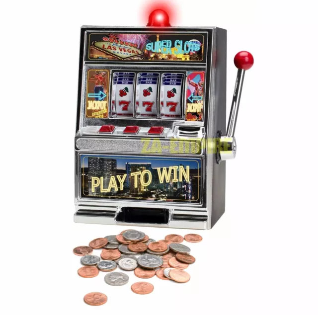 12.5" Jumbo Slot Machine Las Vegas Style Casino Coin Bank With Winning Light New