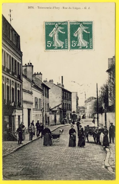 cpa 94 - IVRY DYEING sur SEINE (Val de Marne) Rue de CORGAT Animated RARE