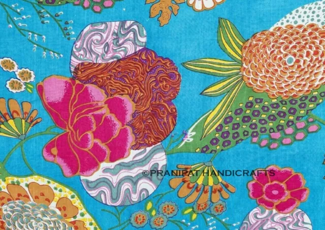 Indien Tropicana Imprimé Coton Doux de Luxe Turquoise Robe Faisant Tissu De Yard