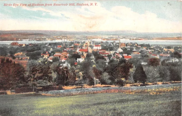 c.1910 Bird's Eye View from Reservoir Hill Hudson NY post card Columbia county