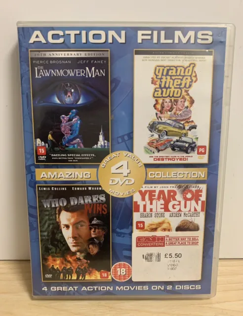 Action 4x DVD - Lawnmower Man, Grand Theft Auto, Who Dares Wins, Year Of The Gun