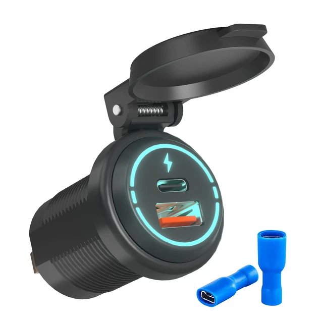 Prise USB améliorée 12 V – Adaptateur de chargeur de voiture 4 en 1 avec prise de charge QC3.0 en aluminium avec voltmètre pour voiture, bateau, marine, camion, golf, RV Prise USB améliorée 12 V – Adaptateur de chargeur de voiture 4 en 1 avec prise de charge QC3.0 en aluminium avec voltmètre pour voiture, bateau, marine, camion, golf, RV